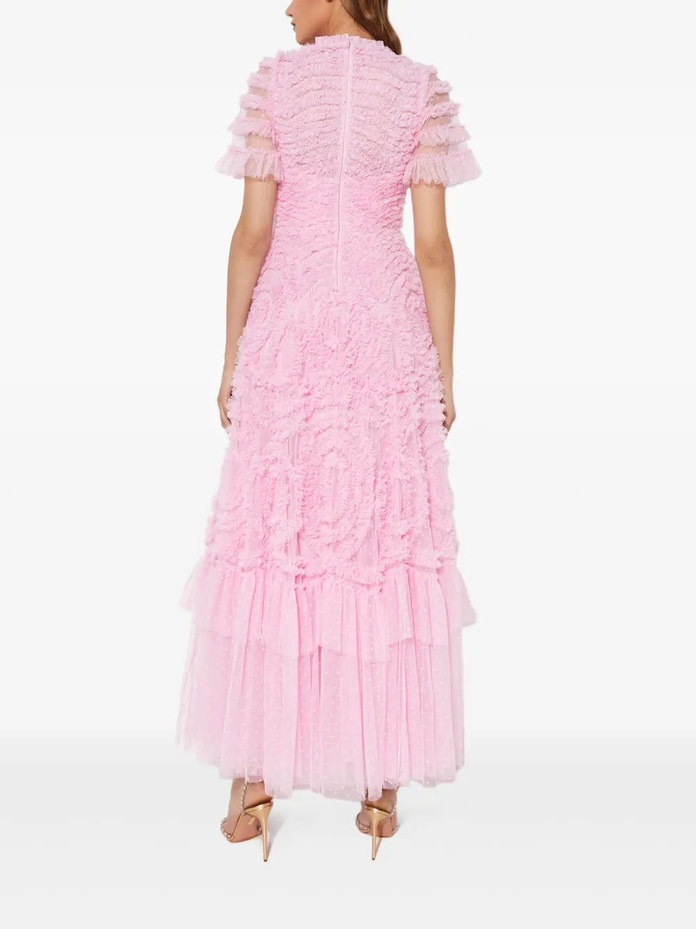 Needle & Thread Maxi-jurk met ruches Roze