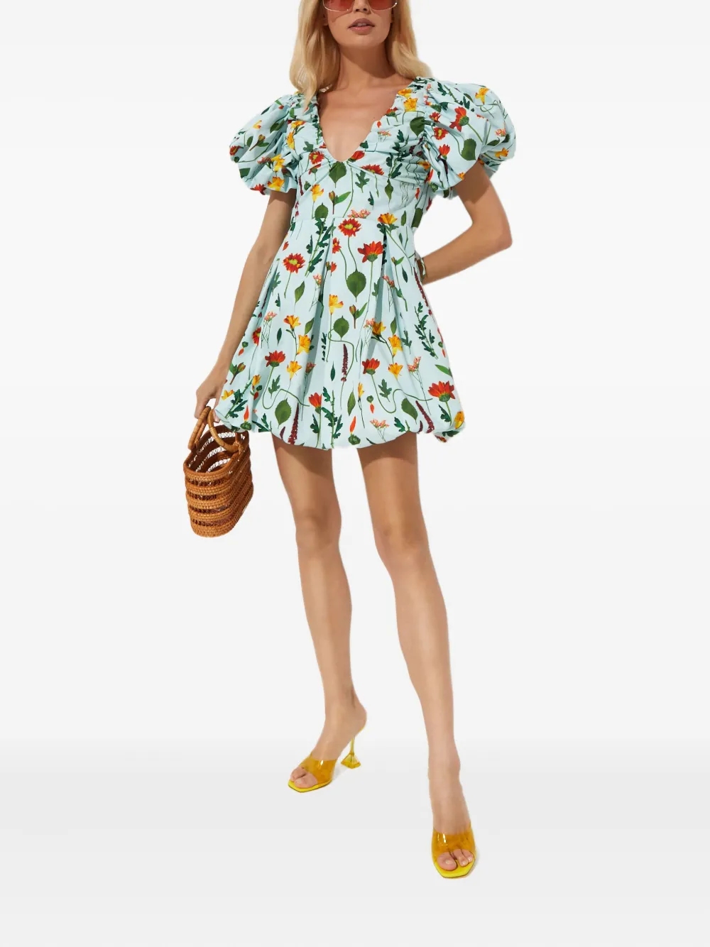 Agua By Agua Bendita Noni Primavera floral-print mini dress - Blauw