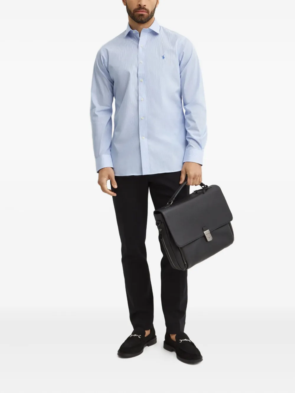 Polo Ralph Lauren Gestreept overhemd met borduurwerk - Blauw