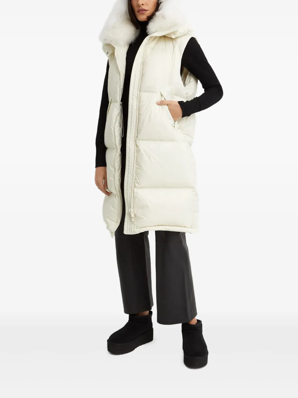 Yves Salomon Detachable-hoodie Gilet In White