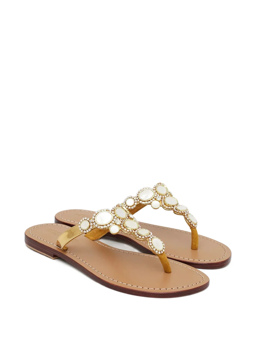  Mystique Embellished Flat Sandals - Brown 