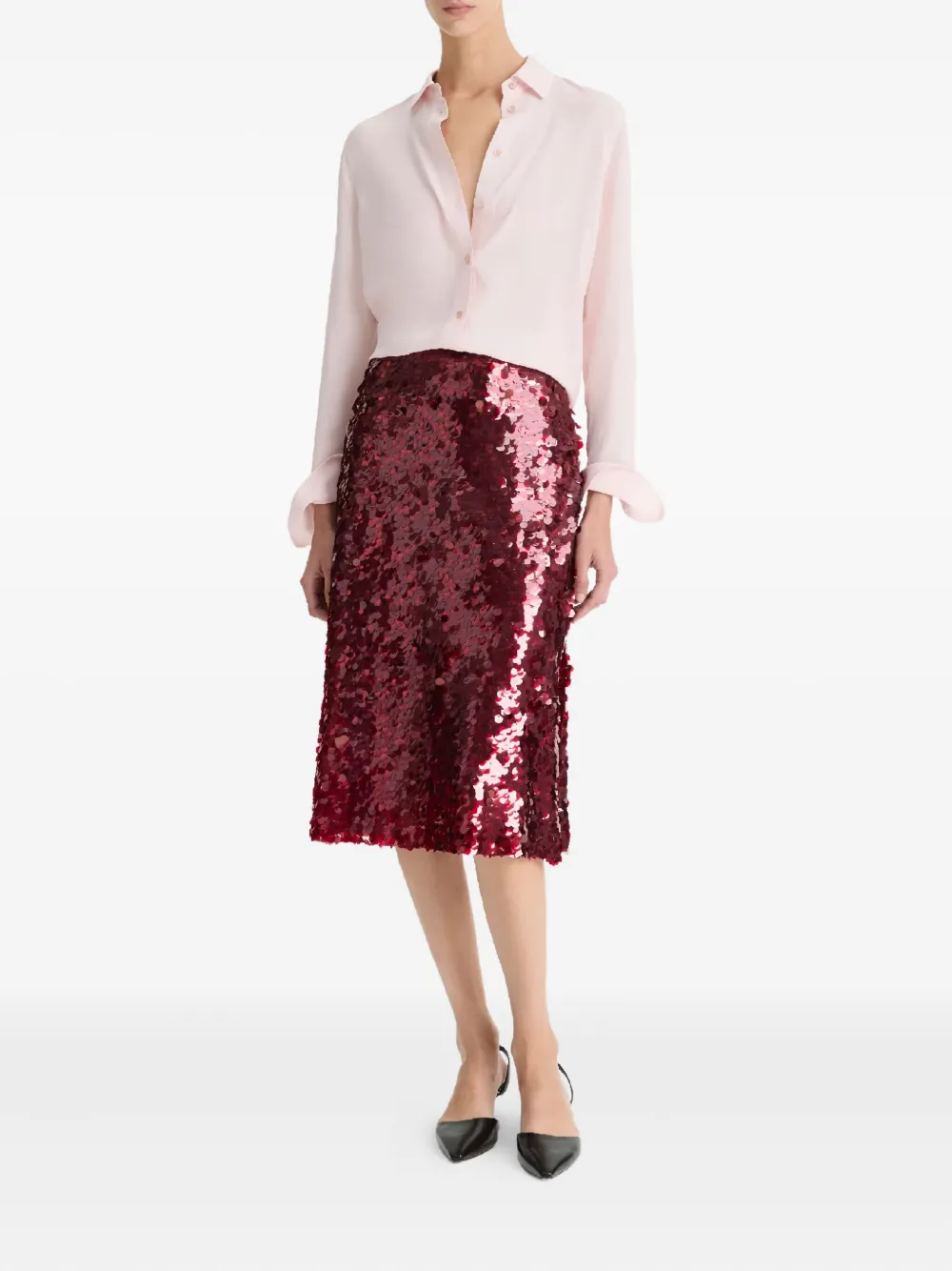 Vince Zijden blouse met knopen - Roze