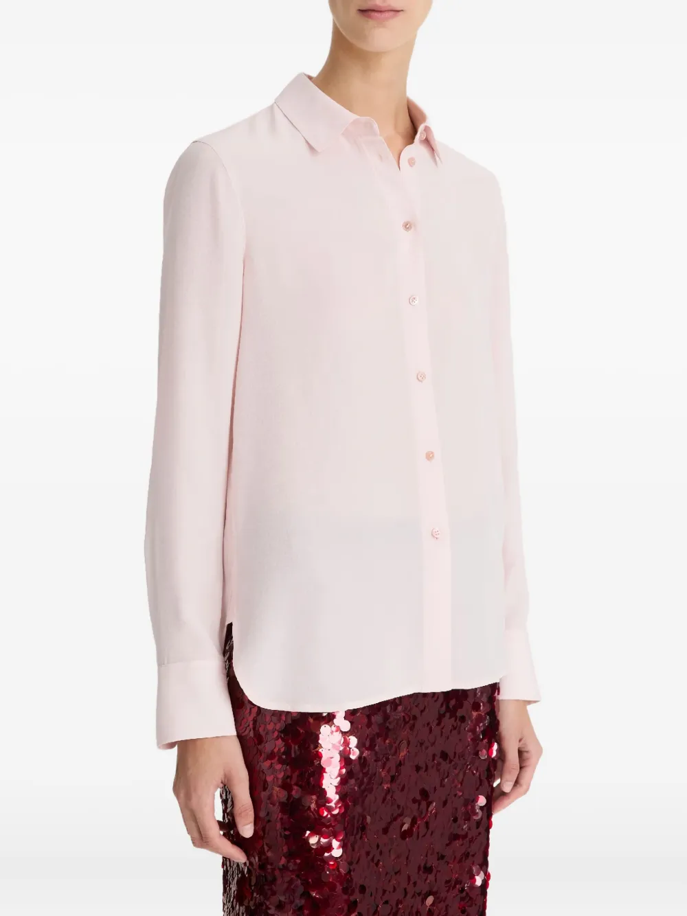 Vince Buttoned Silk Shirt In Pink