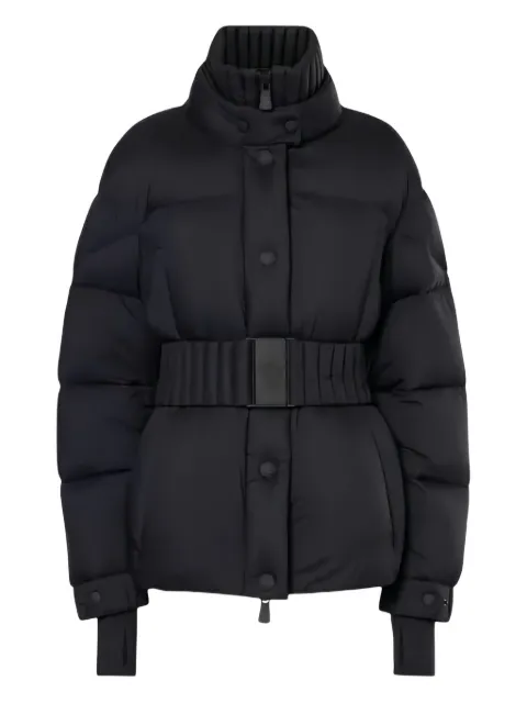 Moncler logo-patch belted coat