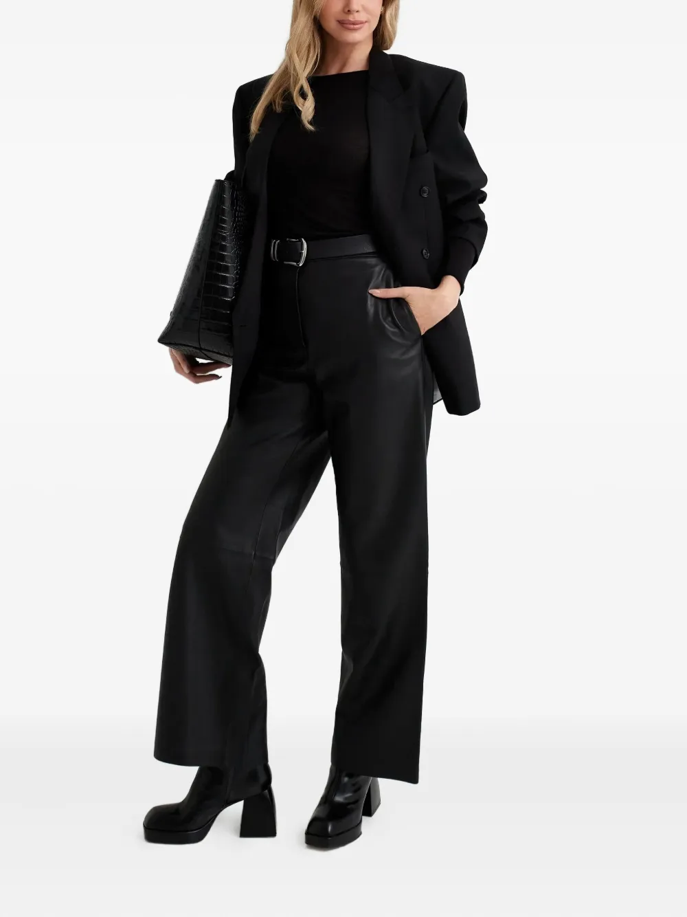 Aya Muse long-sleeve boat-neck top - Zwart