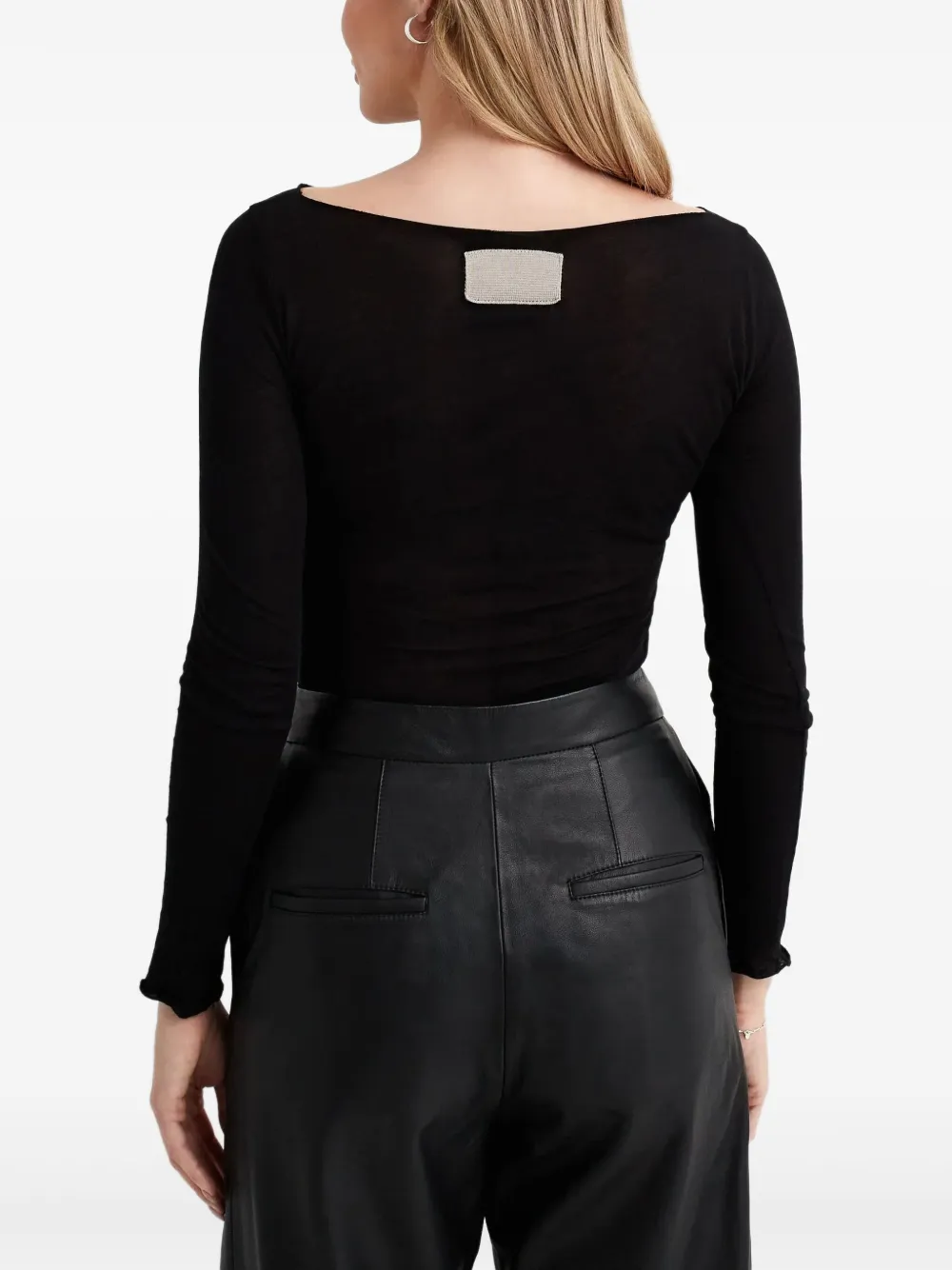 Aya Muse Top met boothals Zwart