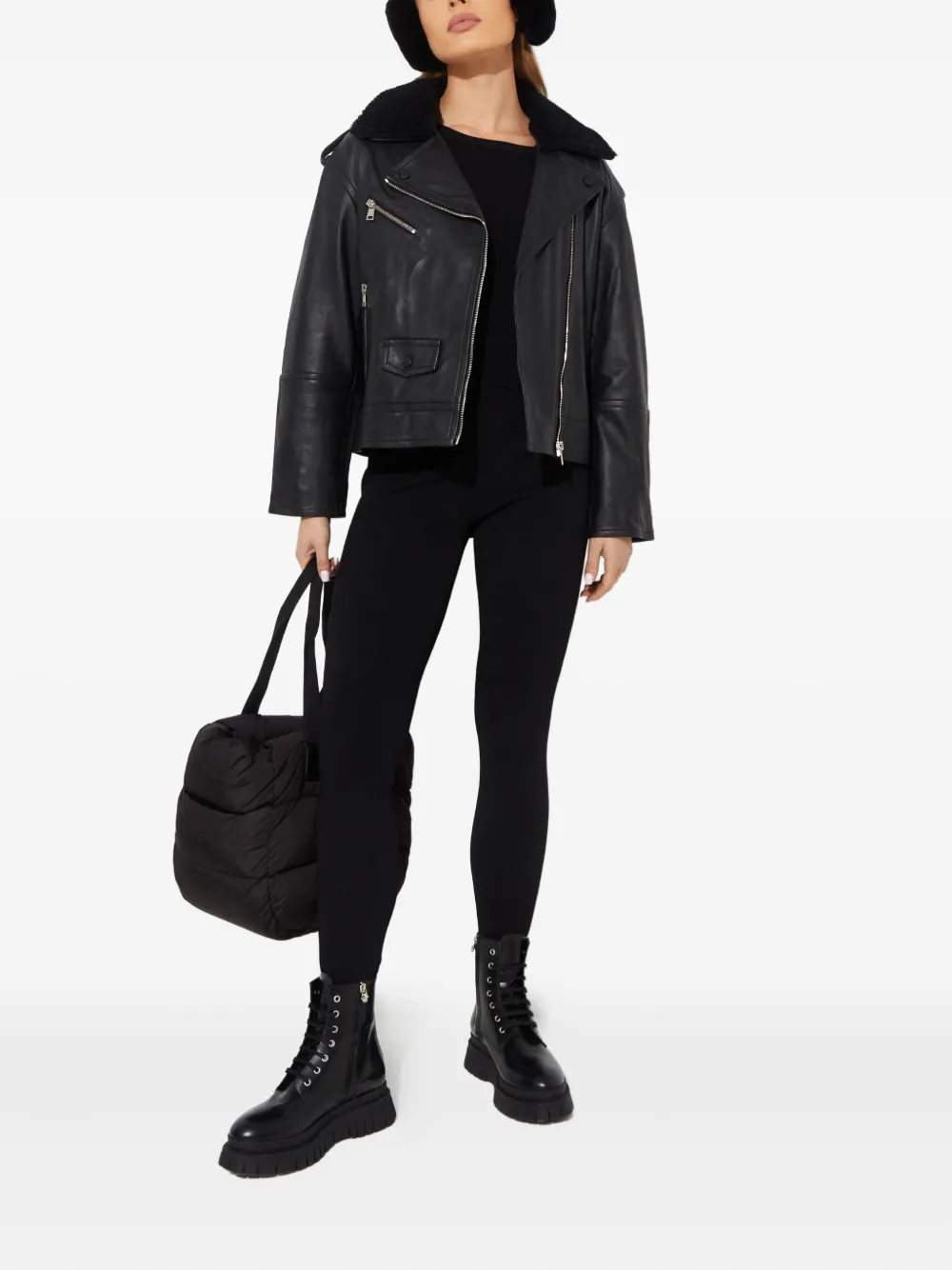 Yves Salomon Ribgebreide elastische legging - Zwart