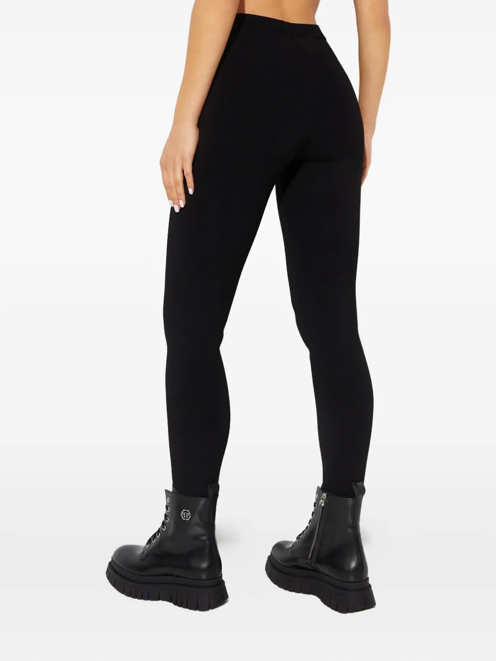 Yves Salomon Ribgebreide elastische legging Zwart