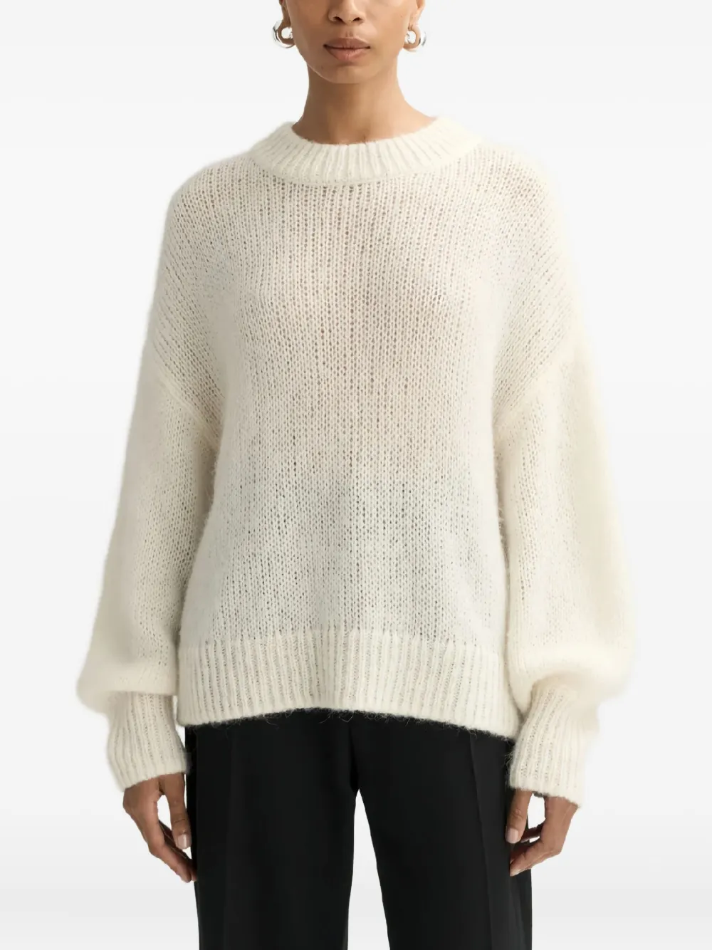  Soft Goat Round-neck Knitted Jumper - Neutrals 