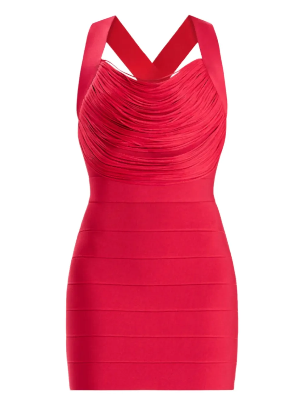 Herve Leger Crossover-strap Mini Dress In Red