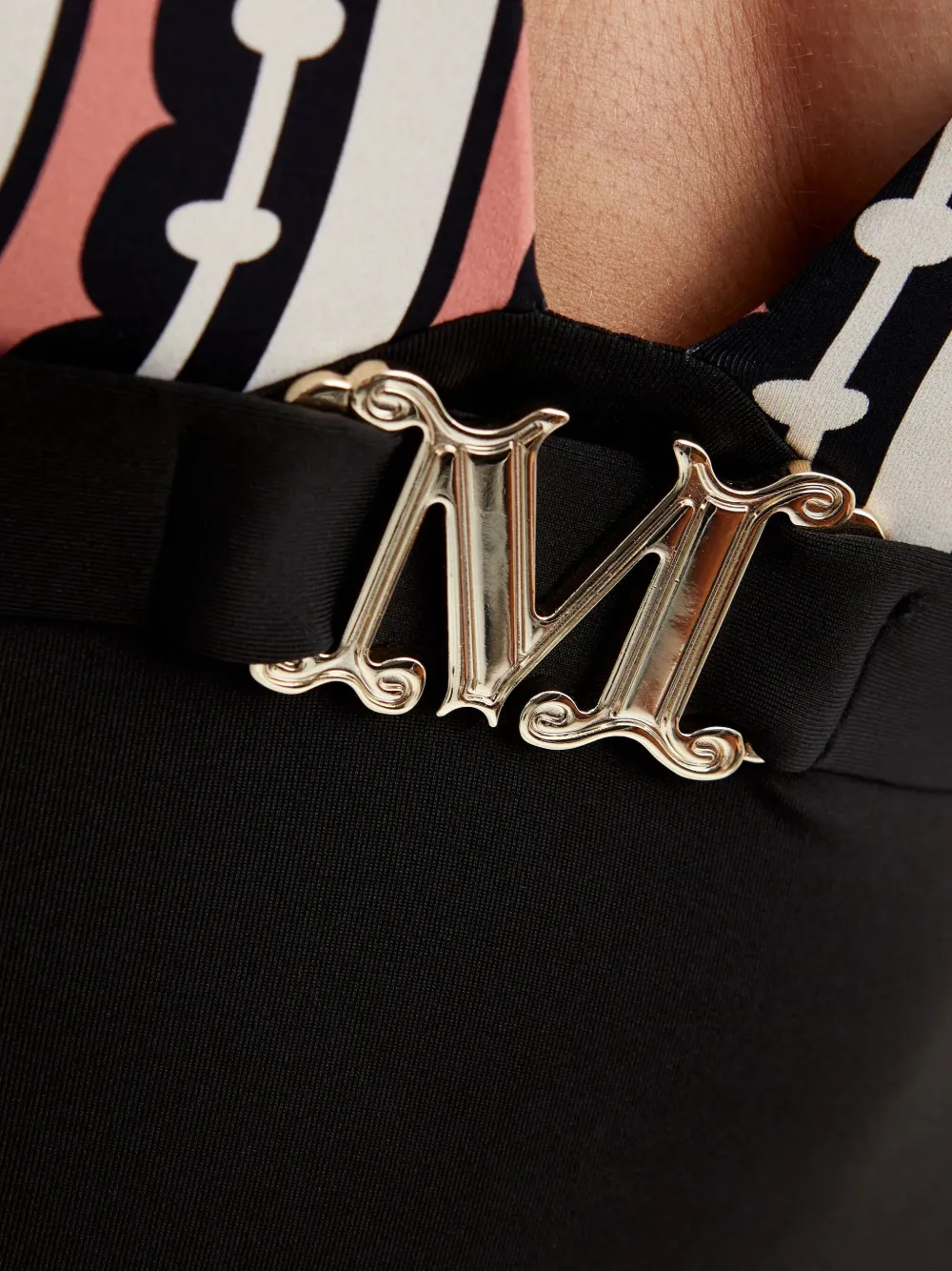 Max Mara Crystal Monogram-print Swimsuit In Black