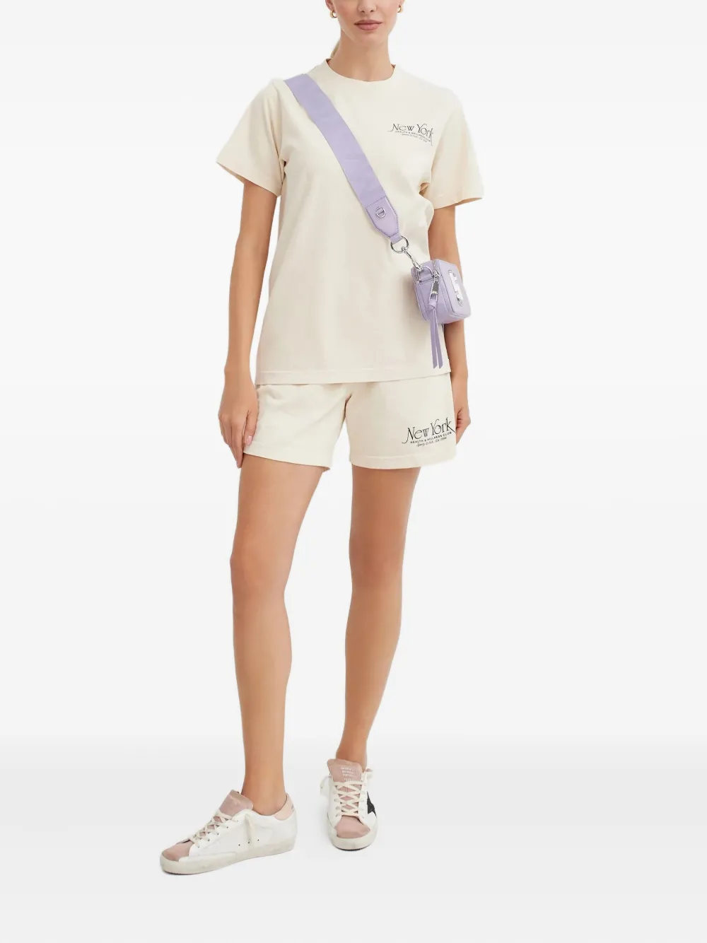 Sporty And Rich Logo Elasticated Waistband Shorts In Neutral