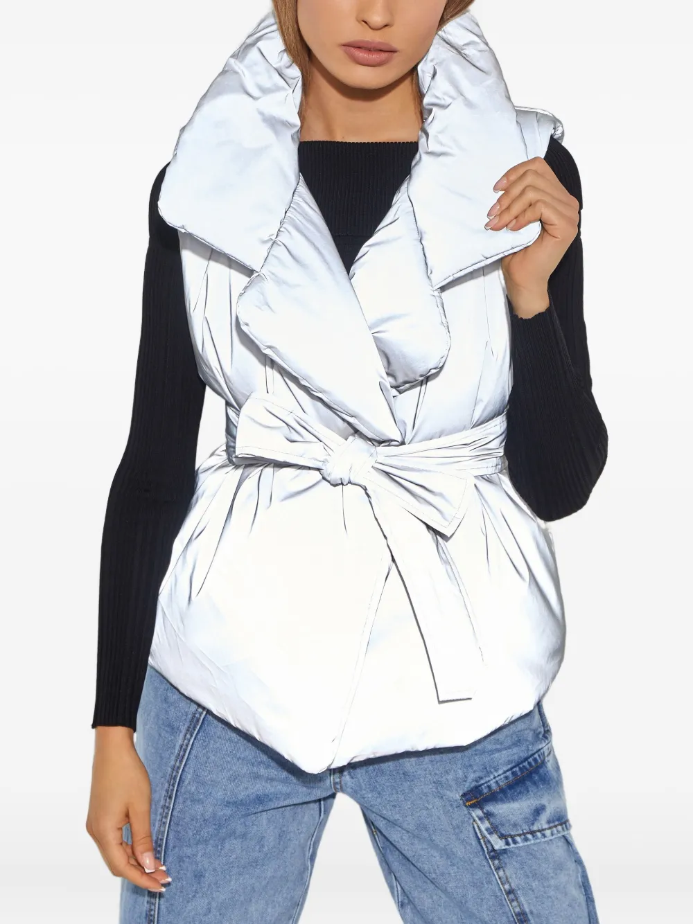Norma Kamali Bodywarmer met gestrikte ceintuur Grijs