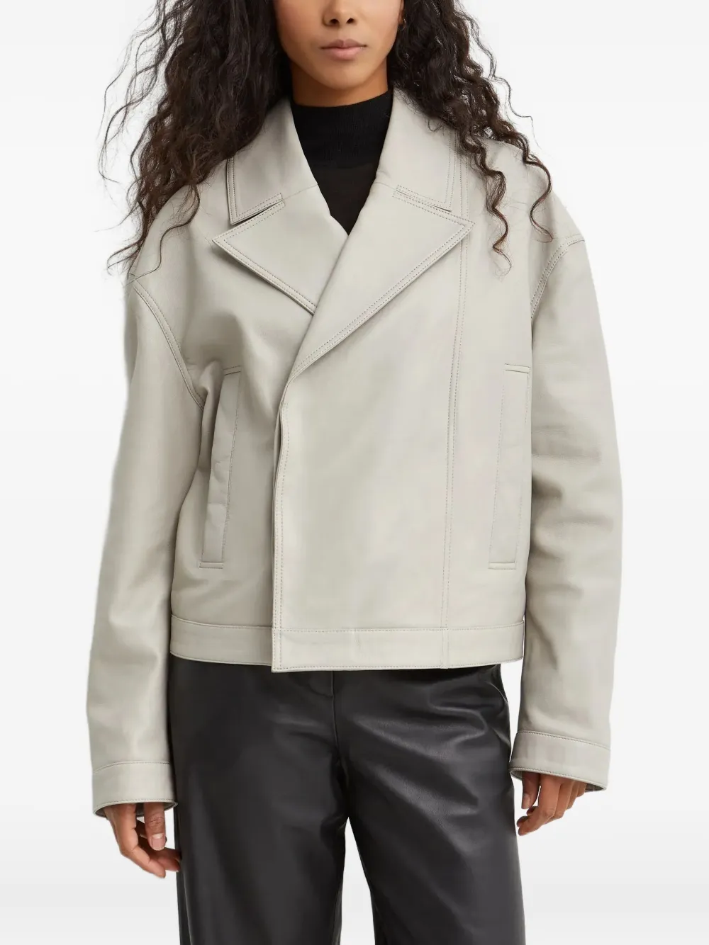 Loulou De Saison Kaipan Wide-lapels Leather Jacket In Neutral