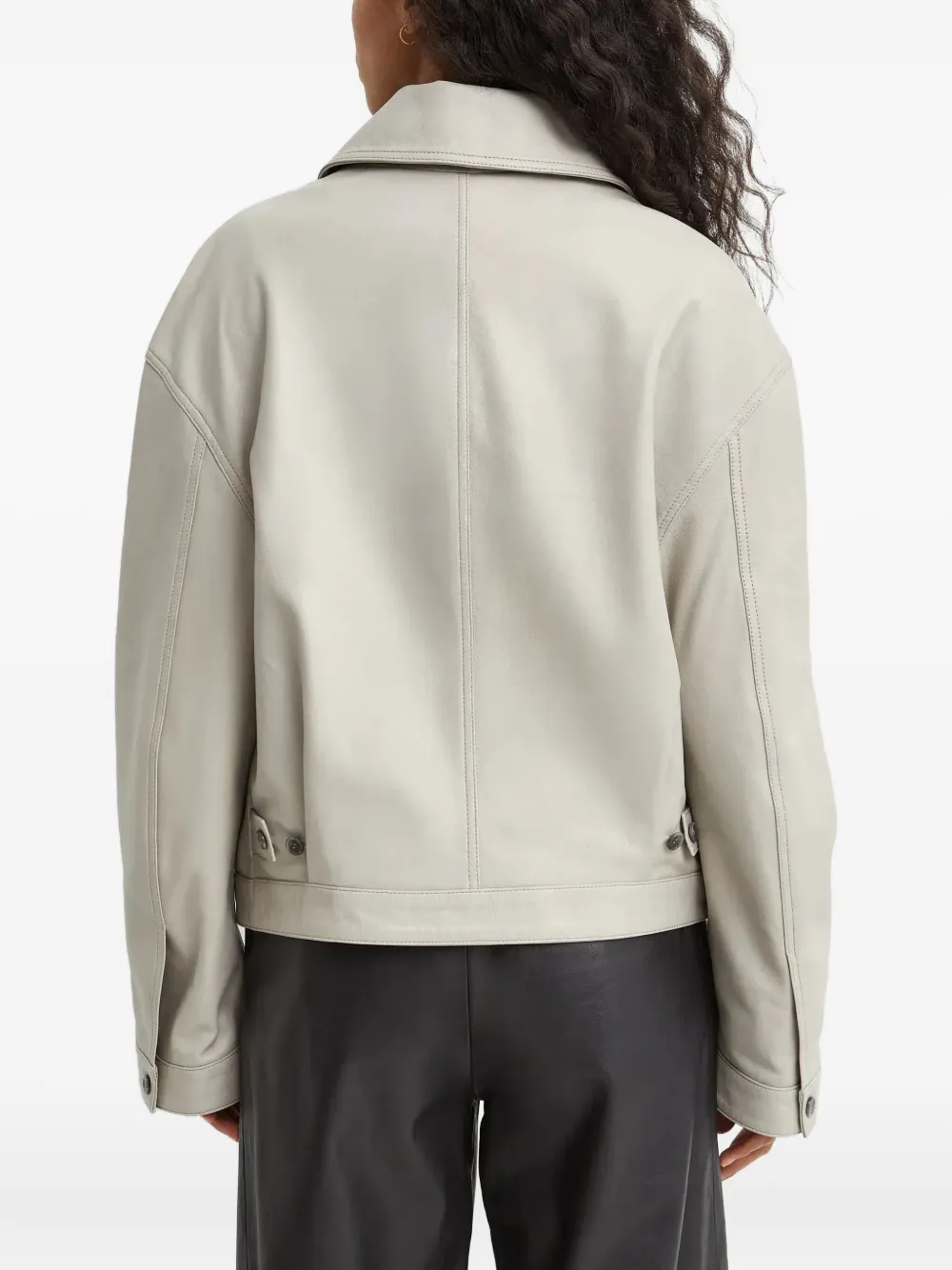 Loulou De Saison Kaipan Wide-lapels Leather Jacket In Neutral