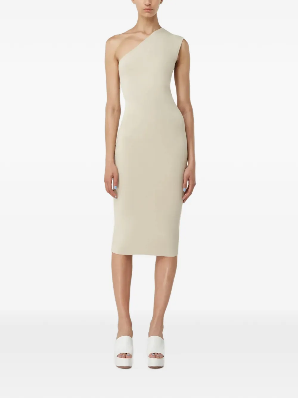 GAUGE81 Arriba asymmetric-neck midi dress - Nude
