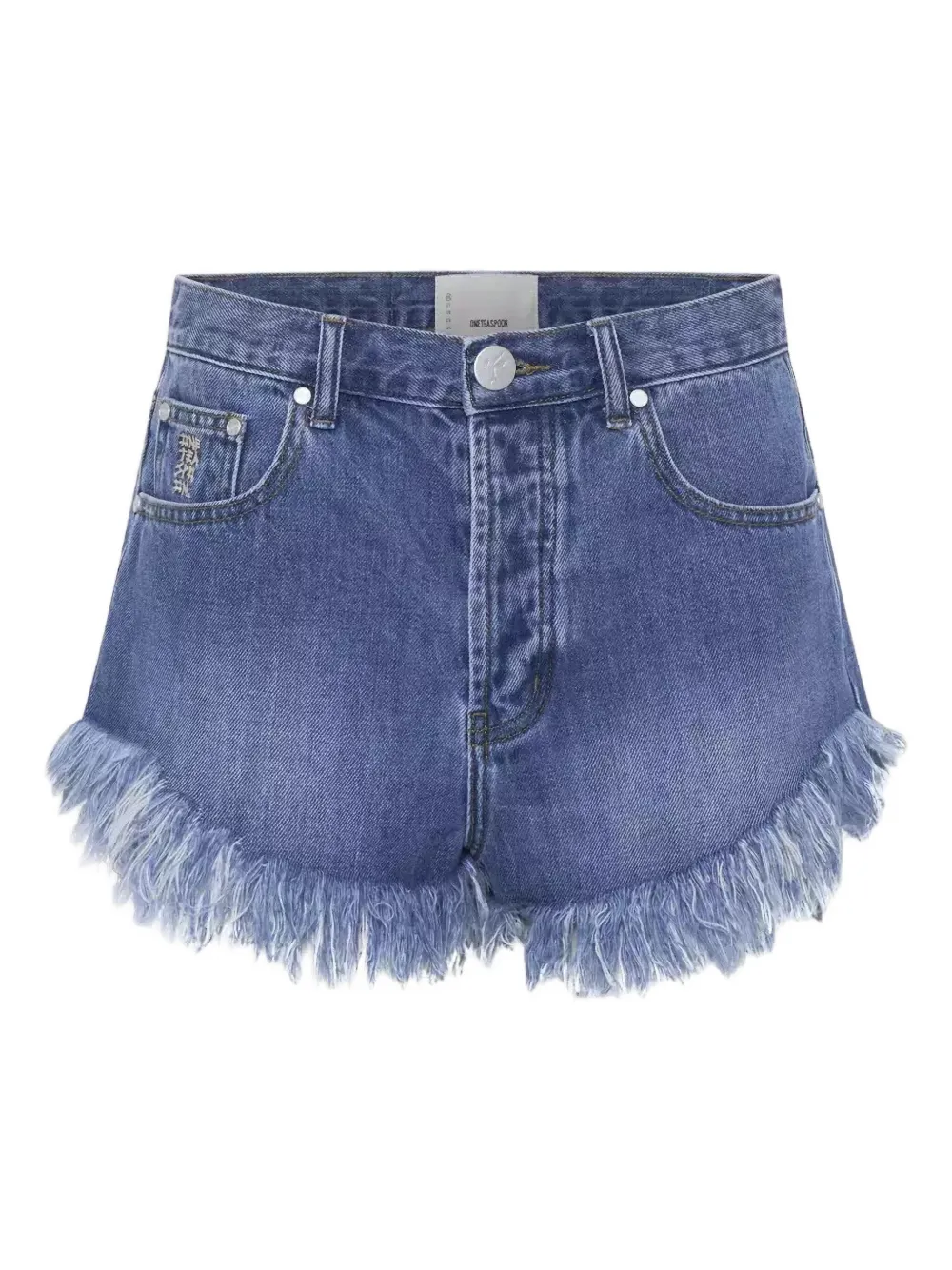 One Teaspoon Frayed-hem Denim Shorts In Blue
