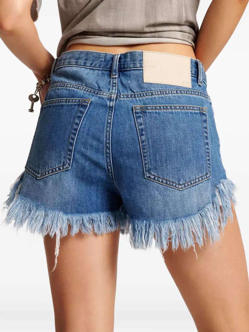 One Teaspoon Frayed-hem Denim Shorts In Blue