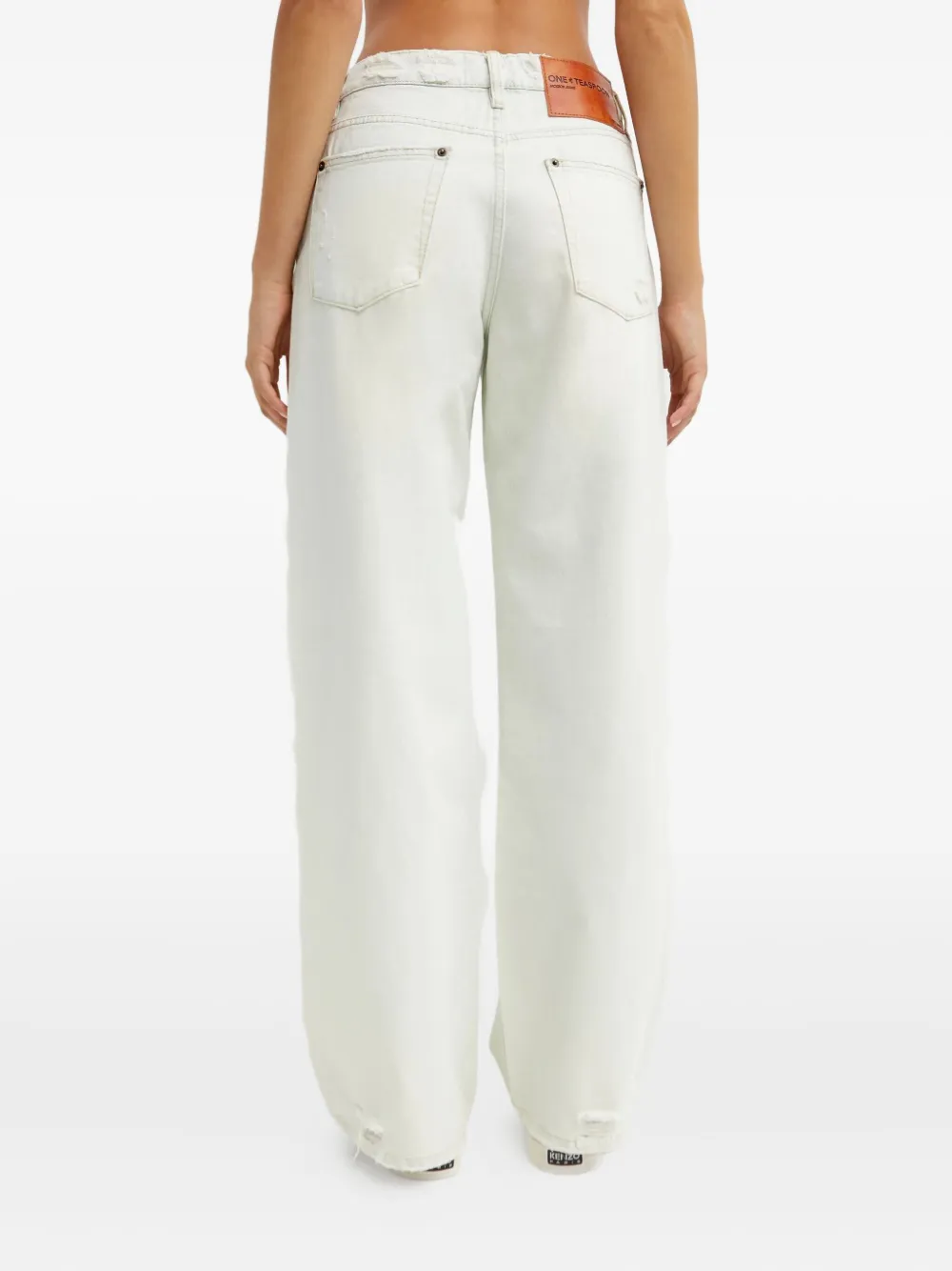 One Teaspoon Distressed Wide-leg Jeans In White