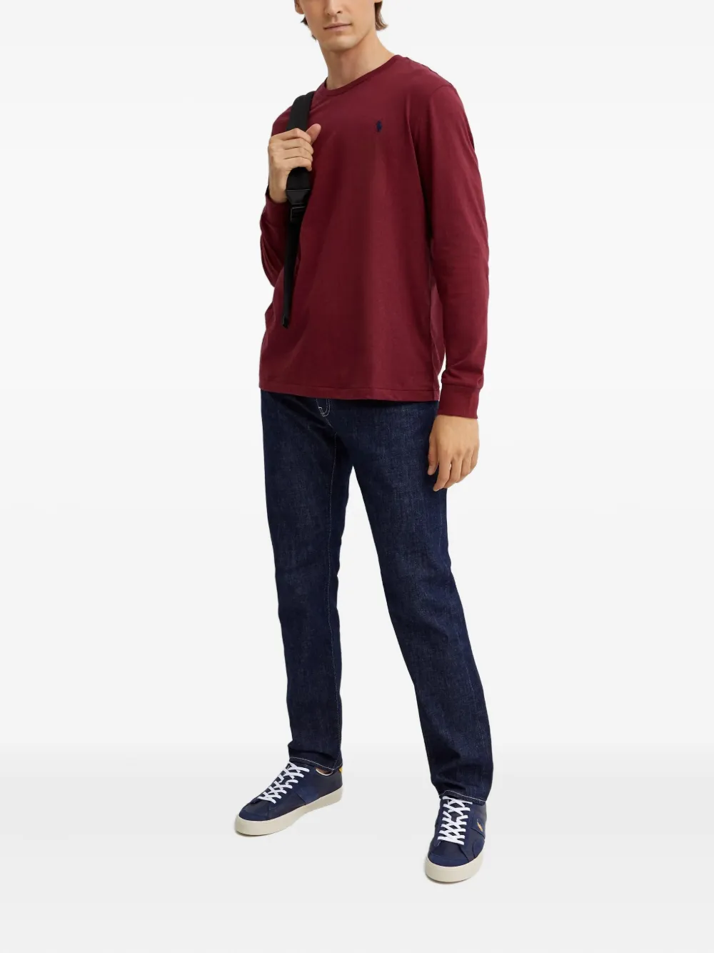 Polo Ralph Lauren T-shirt met logo en lange mouwen - Rood