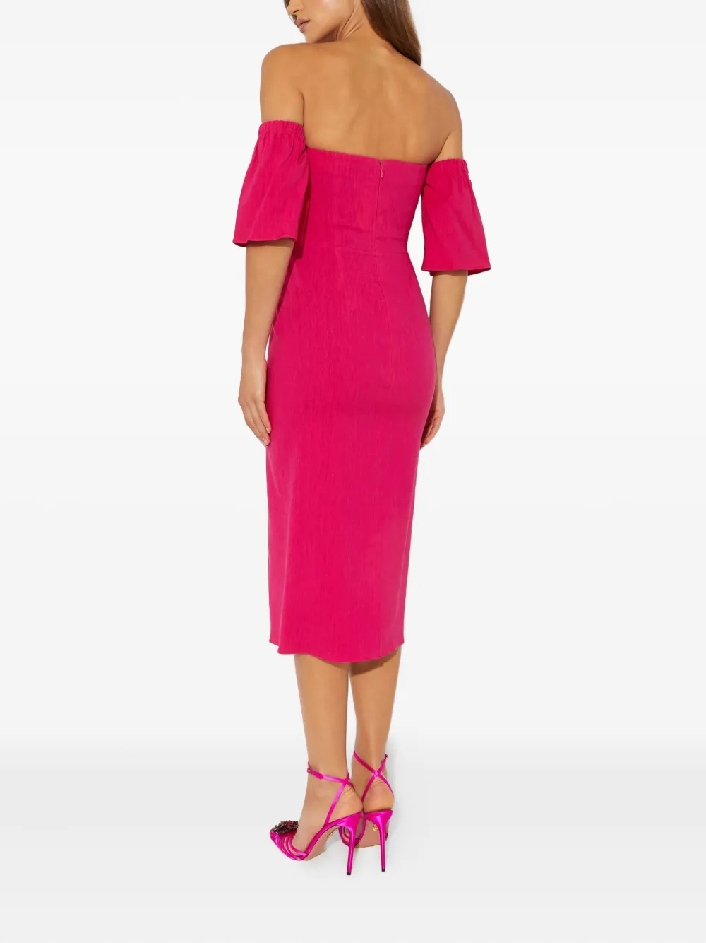 Isabel Marant Stony Puff-sleeve Midi Dress In Pink