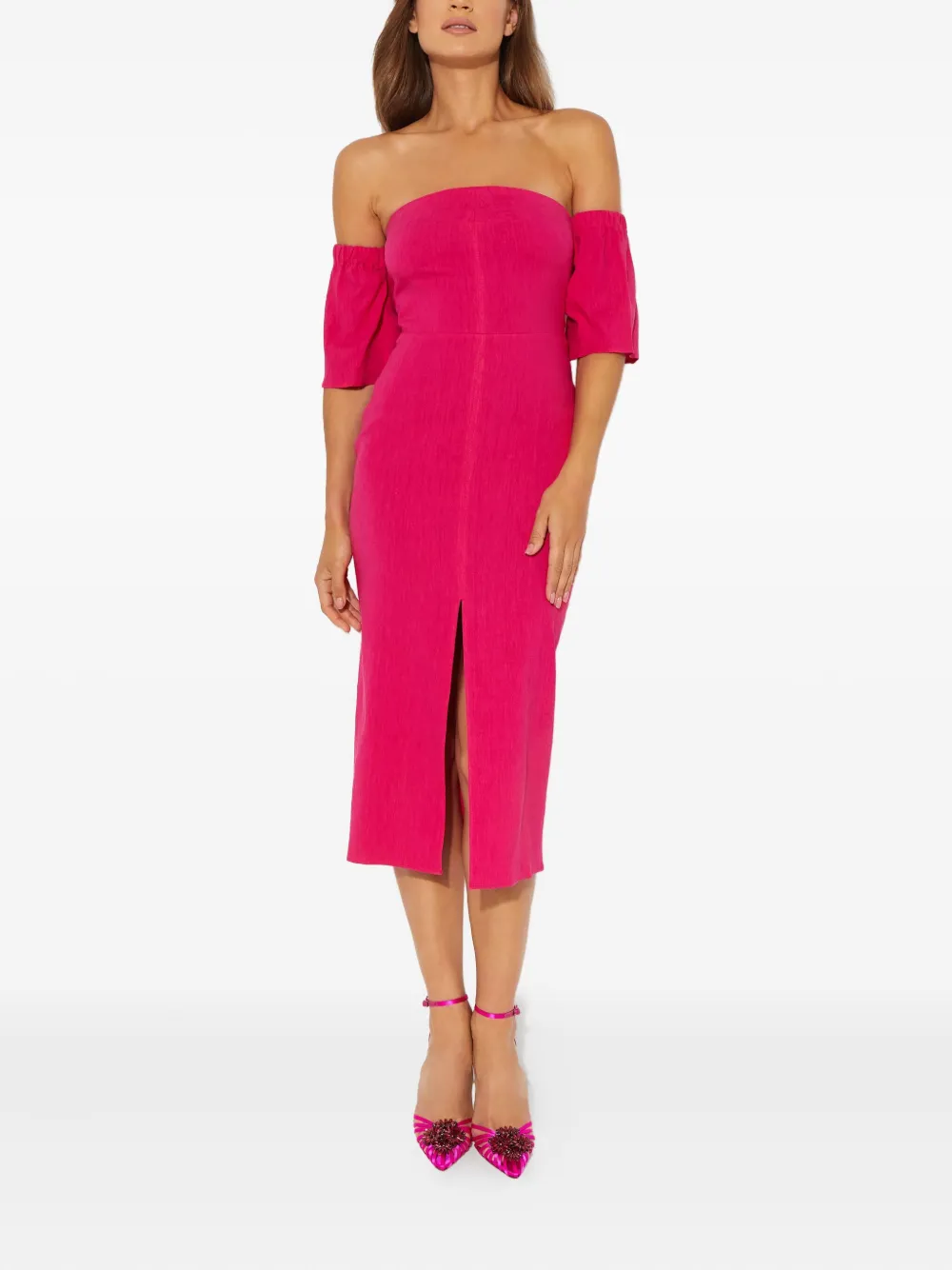 Isabel Marant Stony Puff-sleeve Midi Dress In Pink