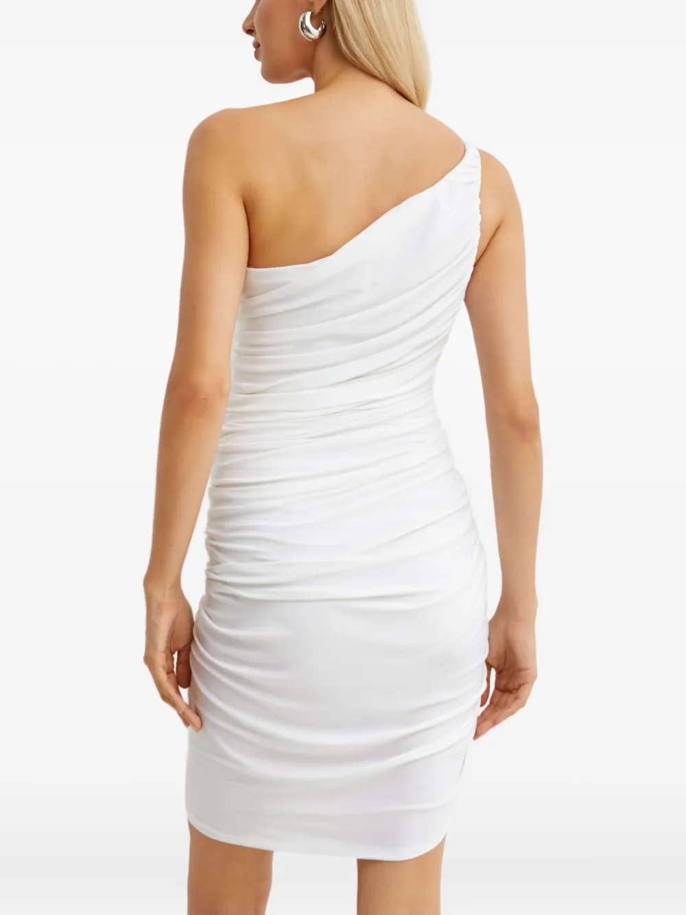 Norma Kamali Diana asymmetrische mini-jurk met ruches Wit