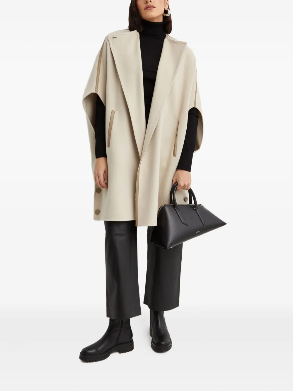Yves Salomon Buttoned Cape In Neutral