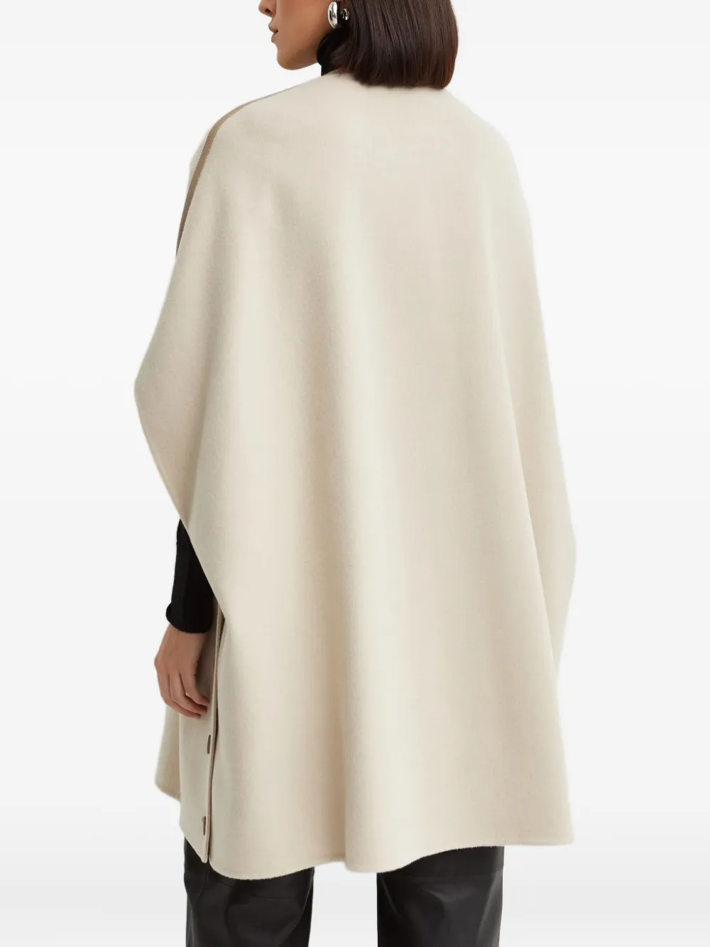 Yves Salomon Buttoned Cape In Neutral