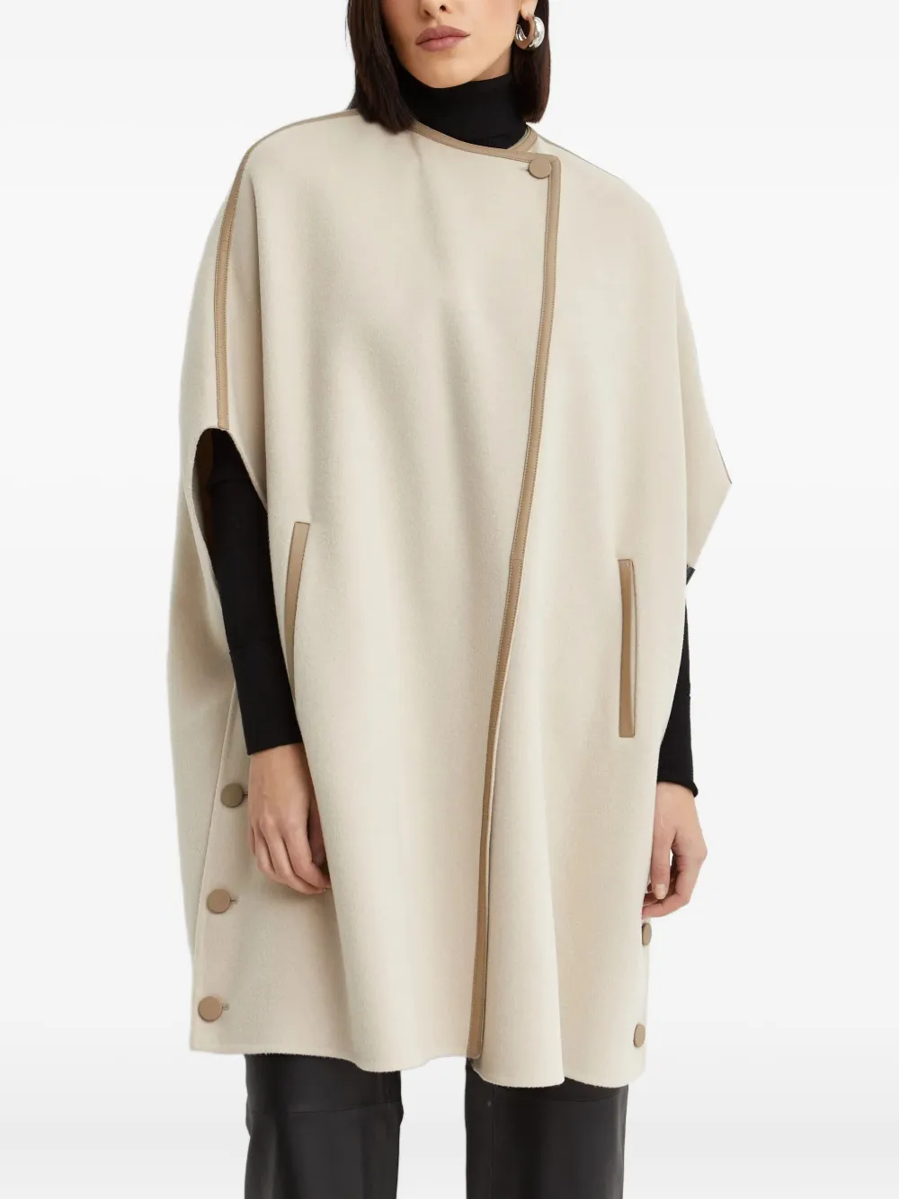 Yves Salomon Buttoned Cape In Neutral