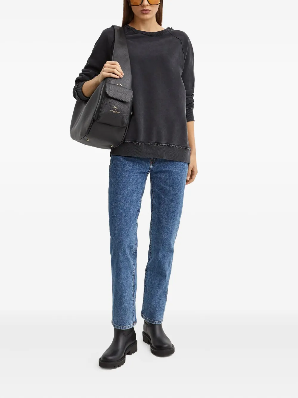Victoria Beckham Raw-edge Sweatshirt In Black
