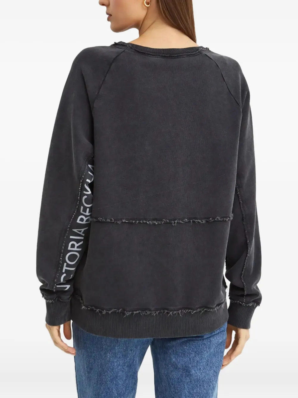 Victoria Beckham Raw-edge Sweatshirt In Black