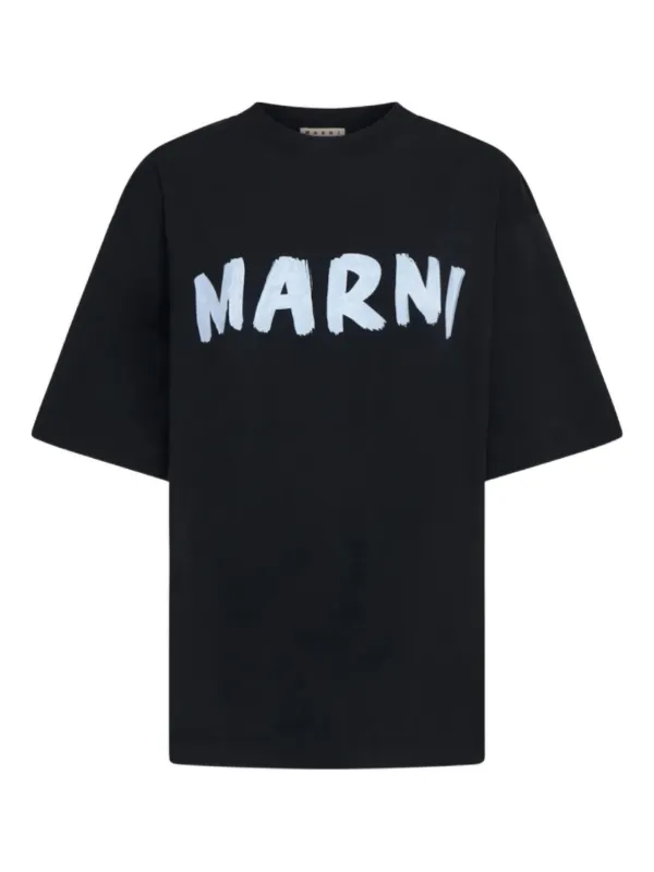 Marni Logo-print Round-neck T-shirt in Black