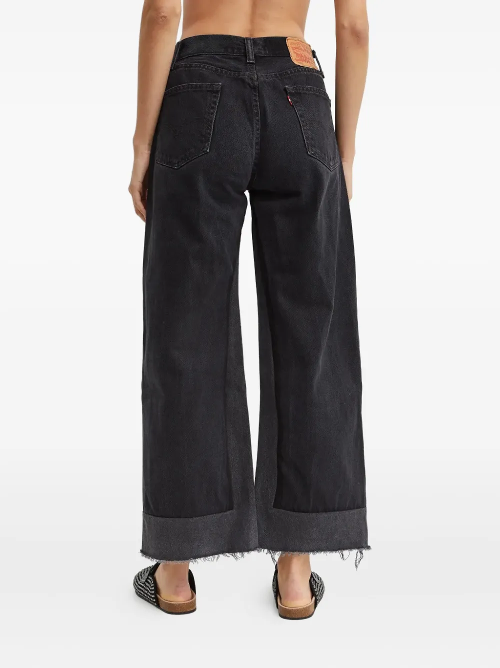 B Sides Frayed Cropped Jeans In Black