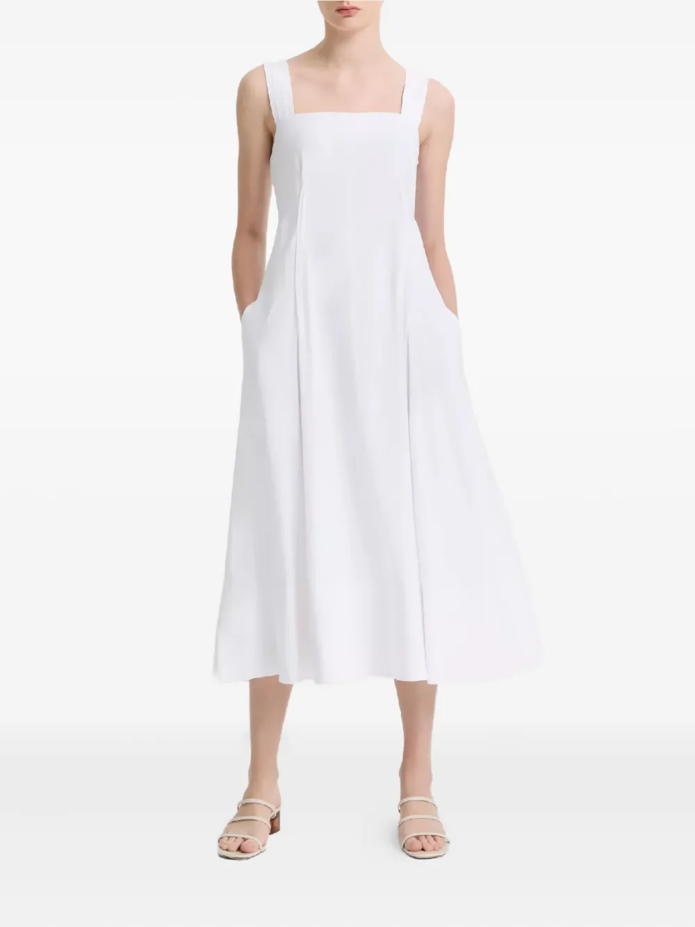 Vince Midi-jurk met vierkante hals - Wit