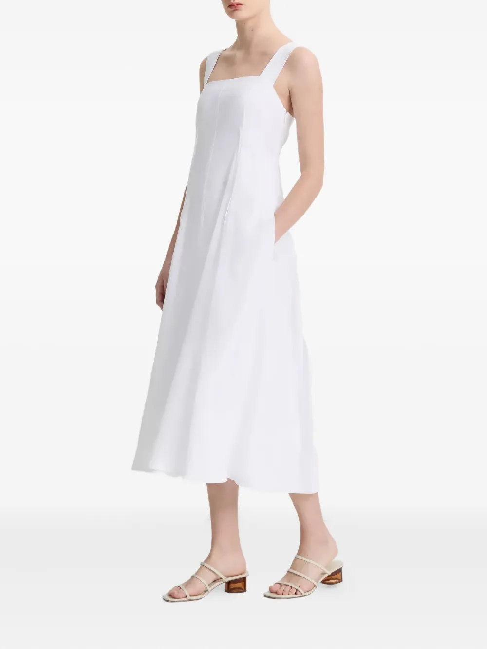 Vince Midi-jurk met vierkante hals Wit