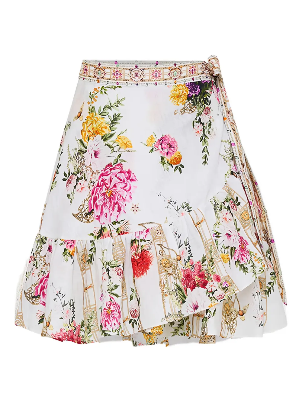 Camilla minijupe fleurie à volants | blanc | Image 1