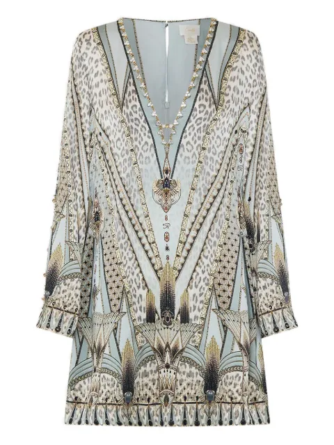 Camilla crystal-embellished printed mini dress