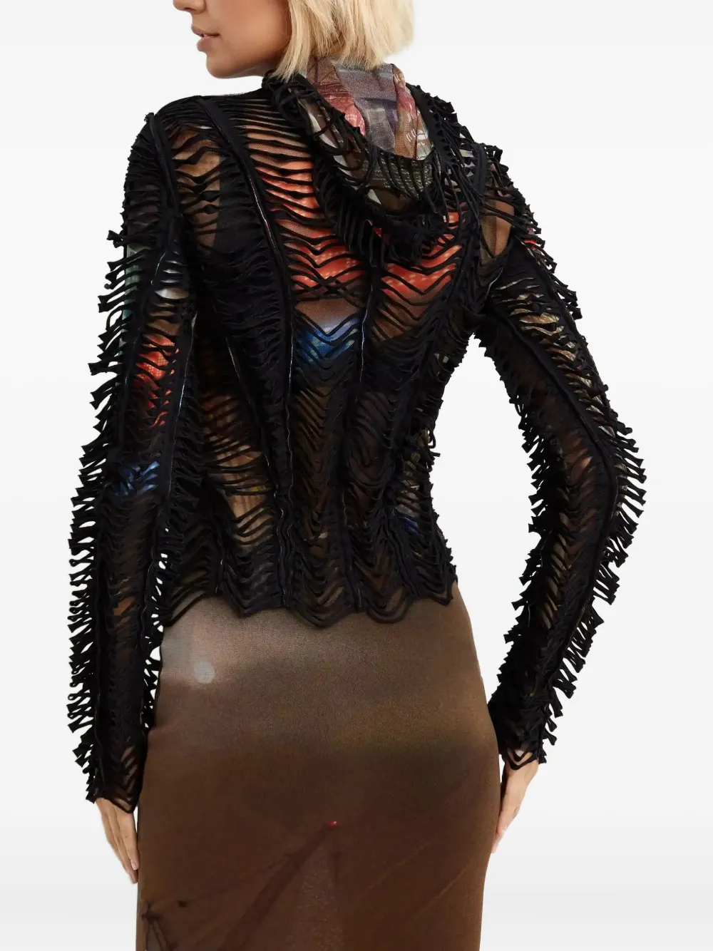 Jean Paul Gaultier Raw Edges Hoodie In Black