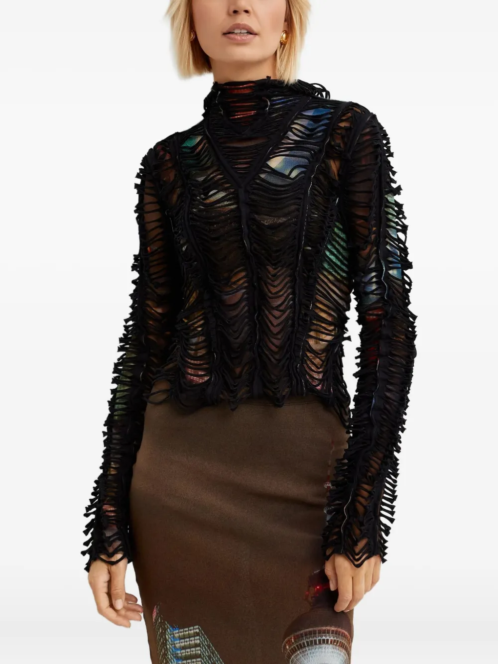 Jean Paul Gaultier Raw Edges Hoodie In Black
