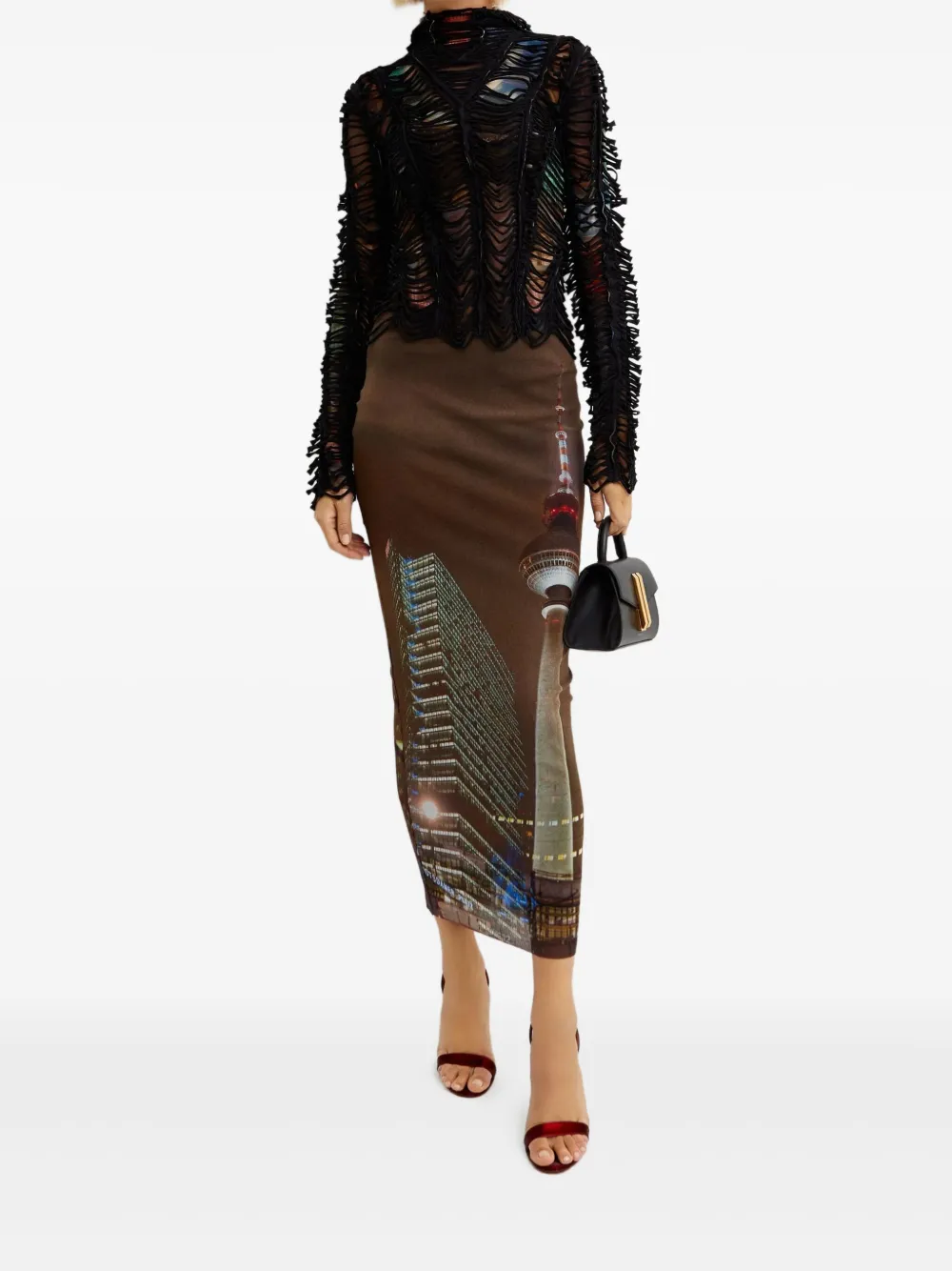 Jean Paul Gaultier Hoodie met gerafelde afwerking - Zwart