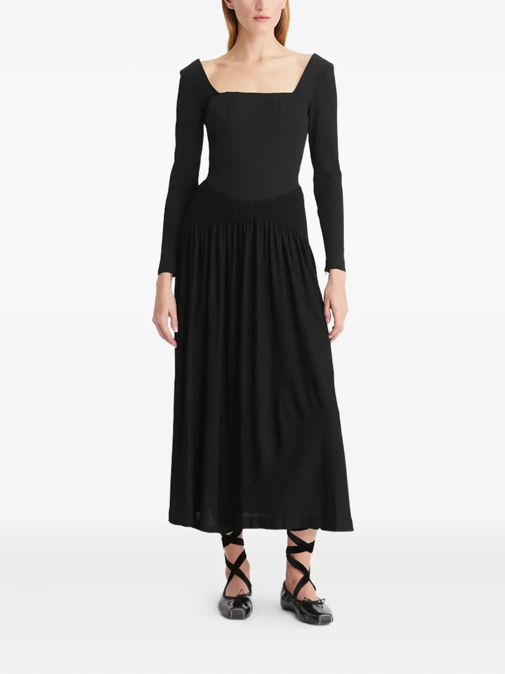 Tory Burch Midi-jurk met lange mouwen - Zwart