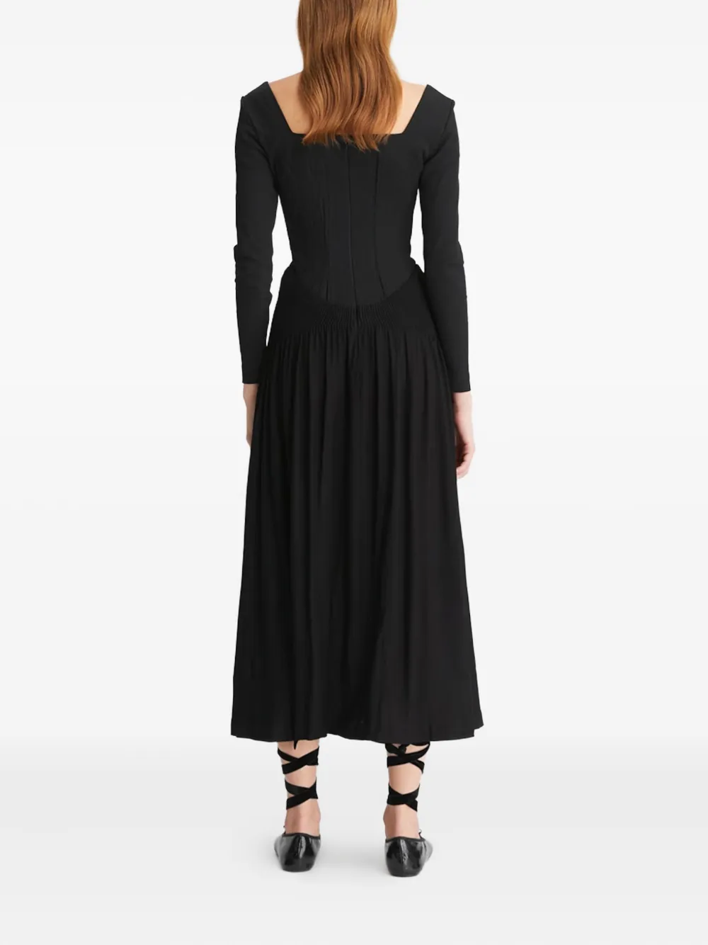 Tory Burch Midi-jurk met lange mouwen Zwart