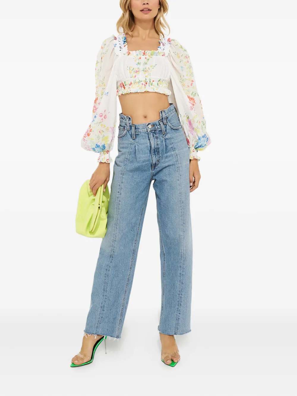 Charo Ruiz Hince Floral Square-neck Top In White