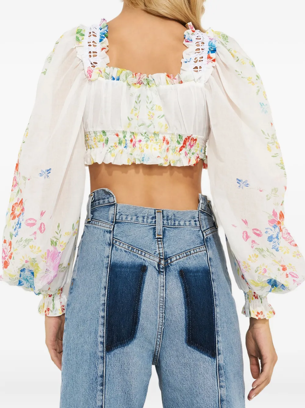 Charo Ruiz Hince Floral Square-neck Top In White