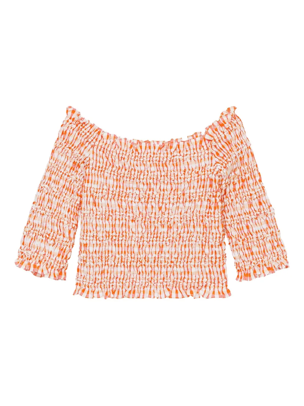 Kenzo ruffled vichy-pattern blouse | Orange | Image 1