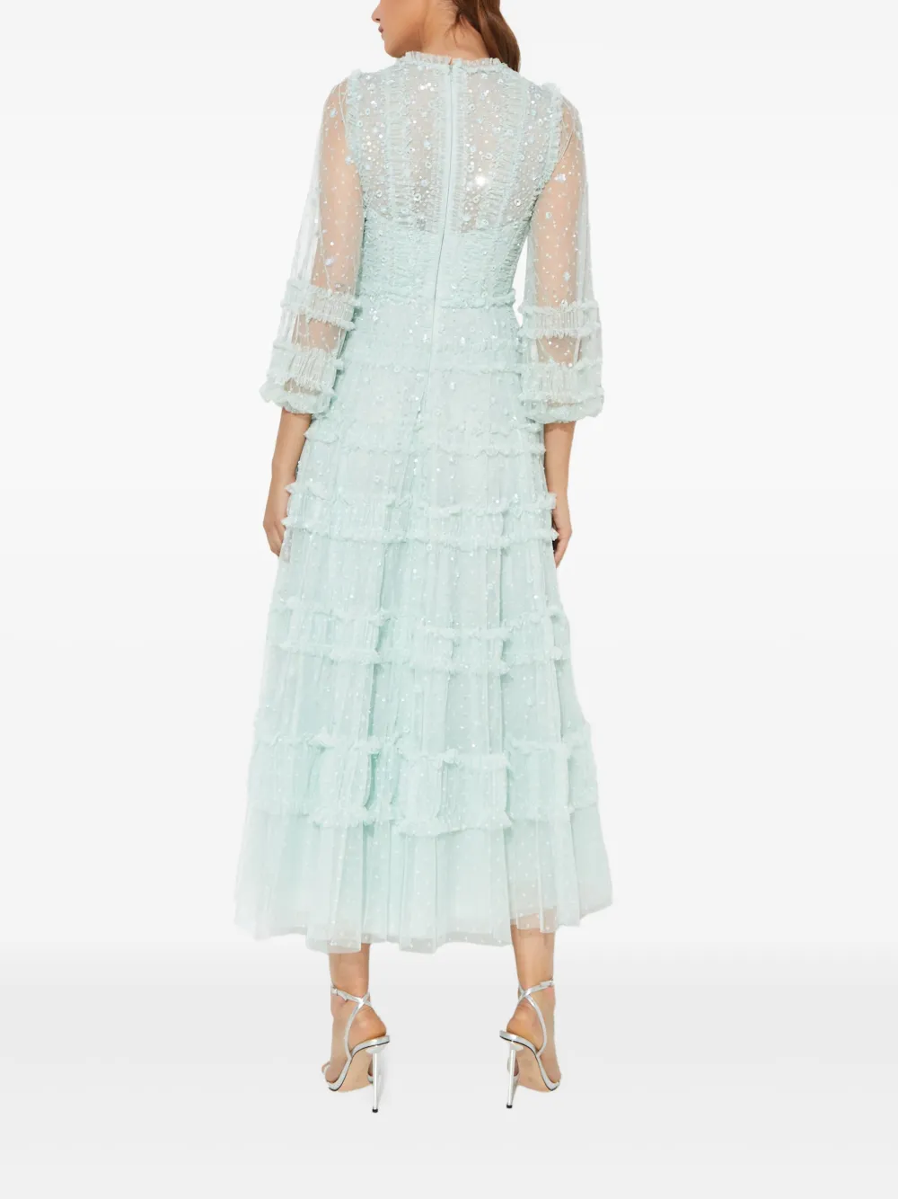 Needle & Thread Violet jurk met pailletten en ruches Groen