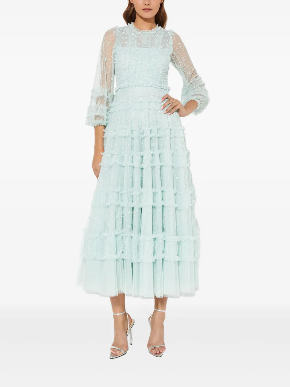 Needle & Thread robe volantée à sequins | vert | Image 1