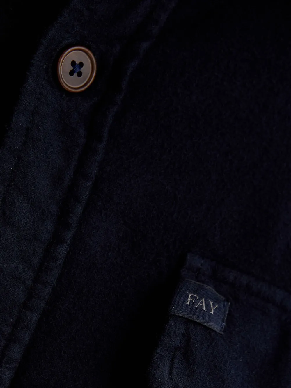 Fay Overhemd met logopatch Blauw