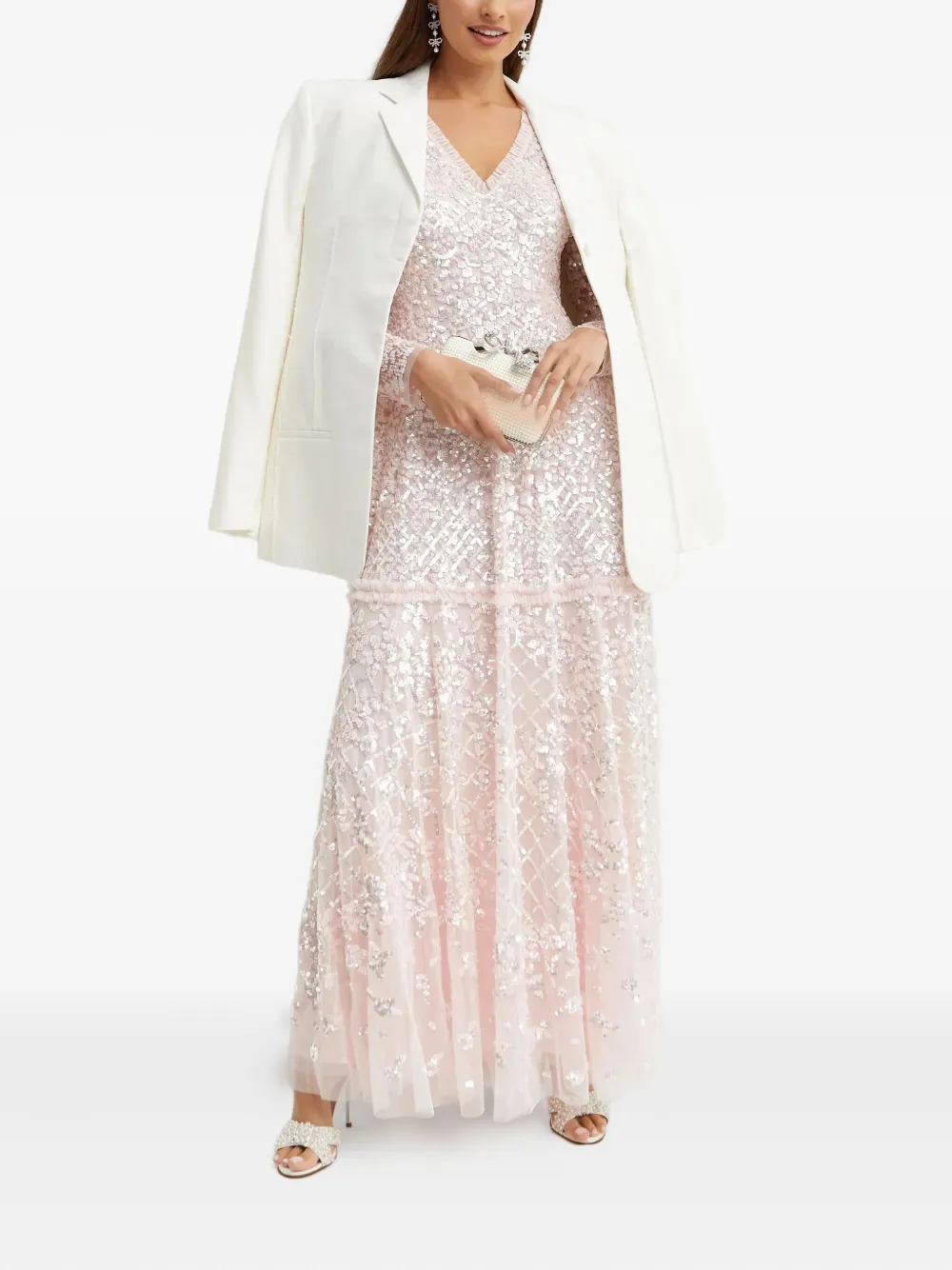 Needle & Thread Isabella Diamond Sequinned Maxi Dress In Pink